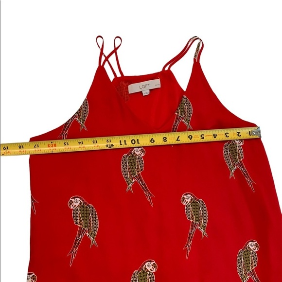 Loft Halter Spaghetti Strap V-neck Red Parrot Print Top Size SP - Picture 9 of 17
